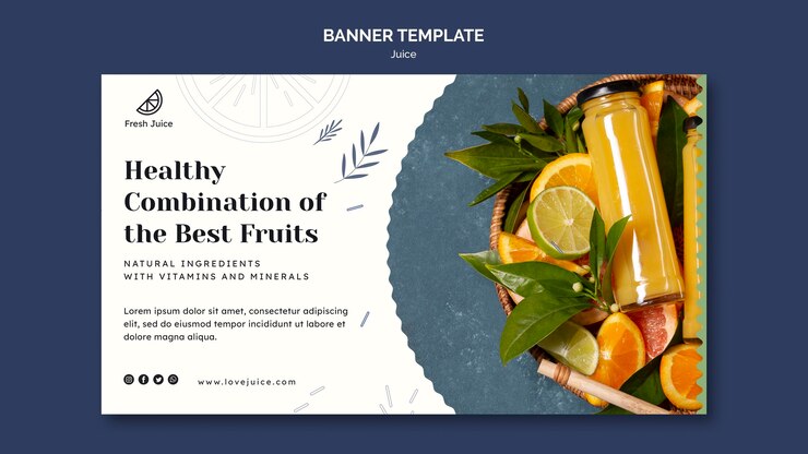 PSD Gratis templat banner konsep jus