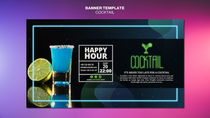 PSD Gratis templat banner konsep koktail
