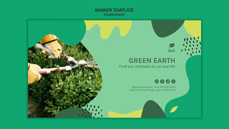 PSD Gratis templat banner konsep lingkungan