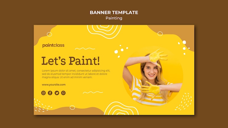 PSD Gratis templat banner konsep lukisan