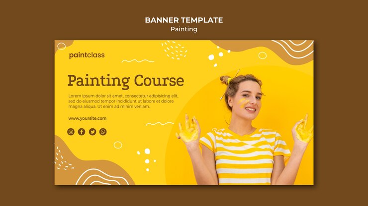 PSD Gratis templat banner konsep lukisan