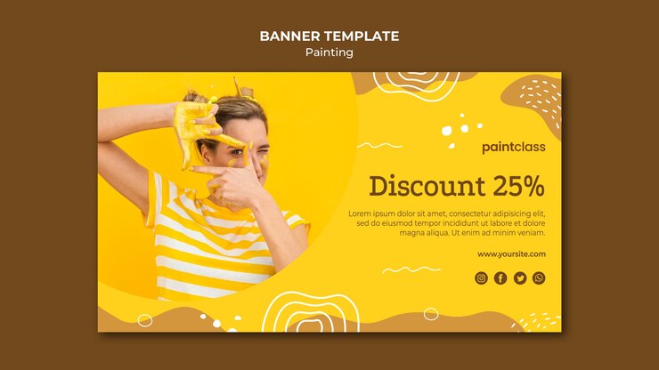 PSD Gratis templat banner konsep lukisan