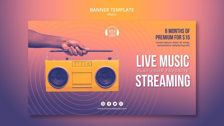 PSD Gratis templat banner konsep musik