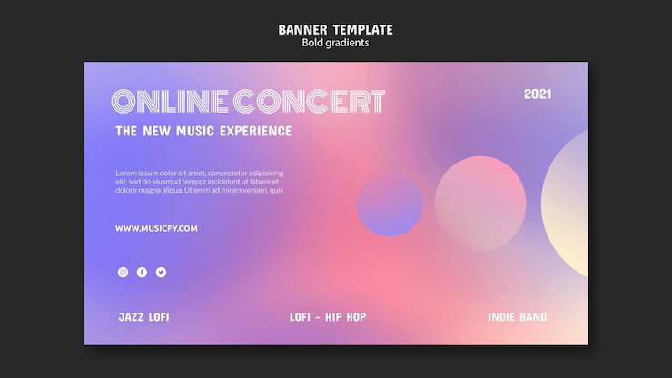 PSD Gratis templat banner konser online