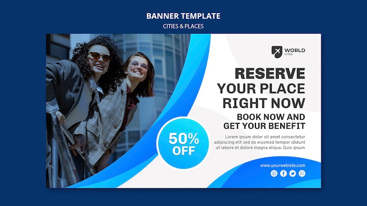 PSD Gratis templat banner kota dan tempat
