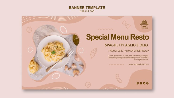 PSD Gratis templat banner makanan italia