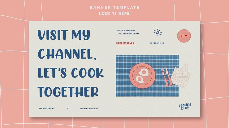 PSD Gratis templat banner masak di rumah