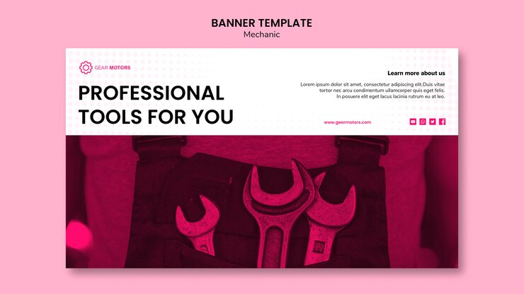 PSD Gratis templat banner mekanik
