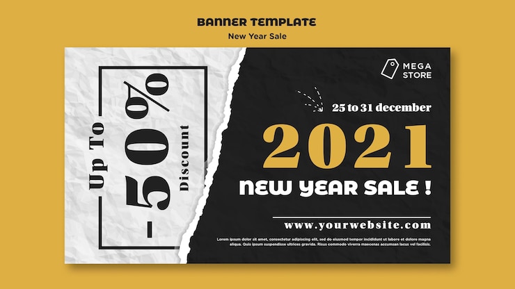 PSD Gratis templat banner obral tahun baru