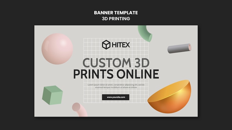 PSD Gratis templat banner percetakan 3d