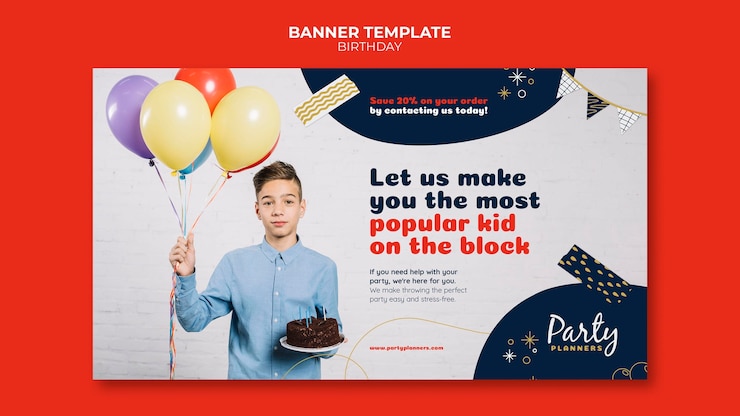 PSD Gratis templat banner pesta ulang tahun