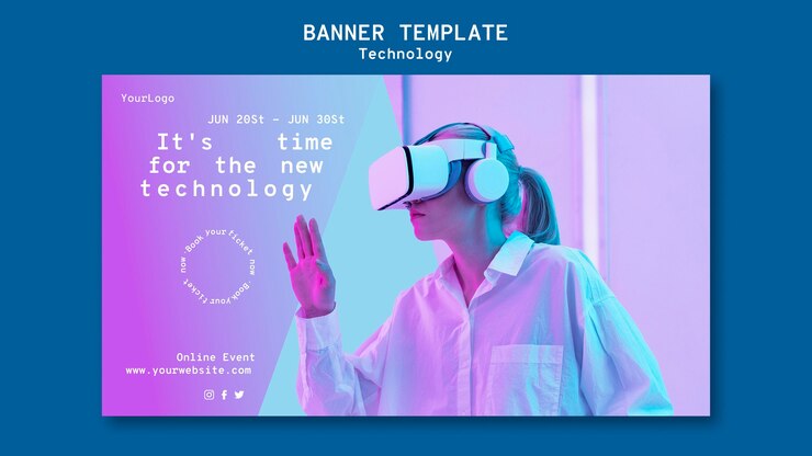 PSD Gratis templat banner realitas virtual