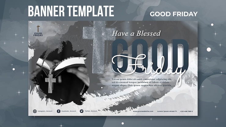 PSD Gratis templat banner sosial jumat agung