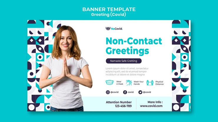 PSD Gratis templat banner ucapan selamat terkait coronavirus dengan foto