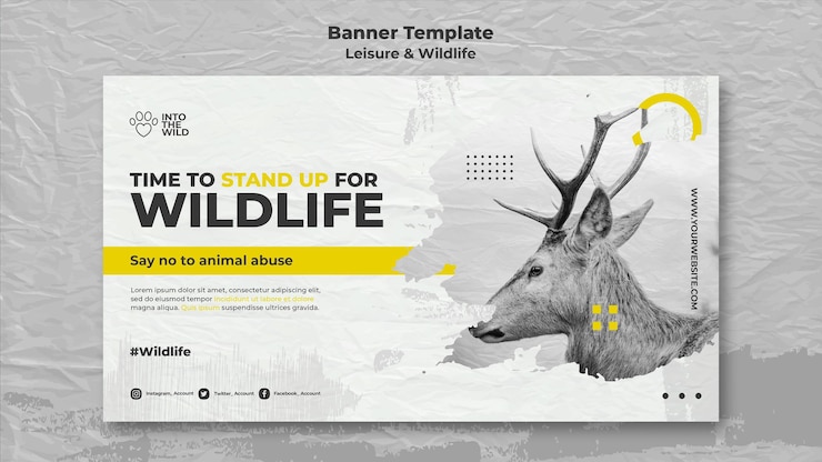 PSD Gratis templat banner untuk perlindungan satwa liar dan lingkungan