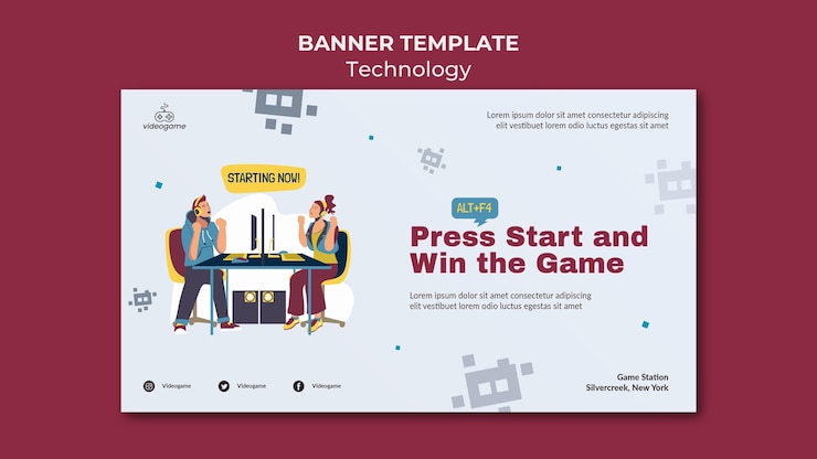 PSD Gratis templat banner videogame