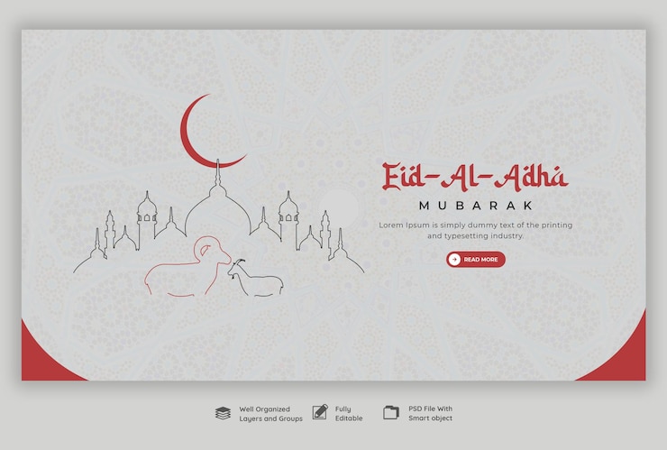 PSD Gratis templat banner web festival islami idul adha mubarak