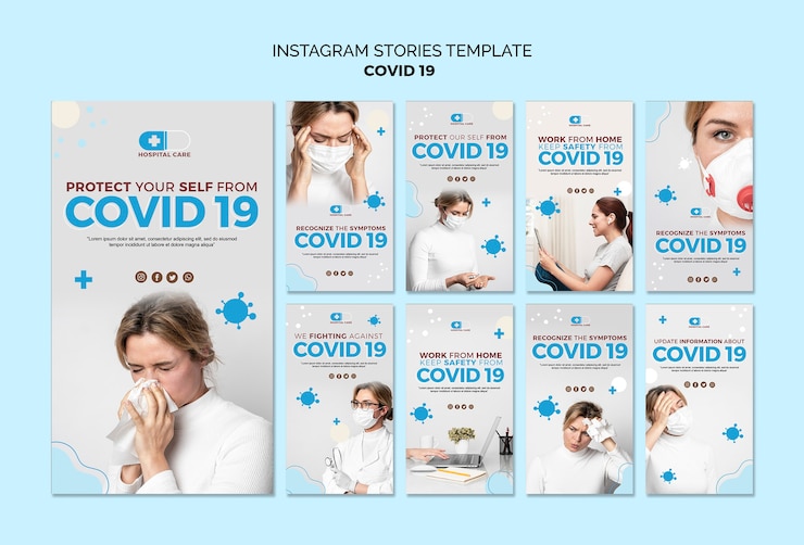 PSD Gratis templat cerita instagram covid19