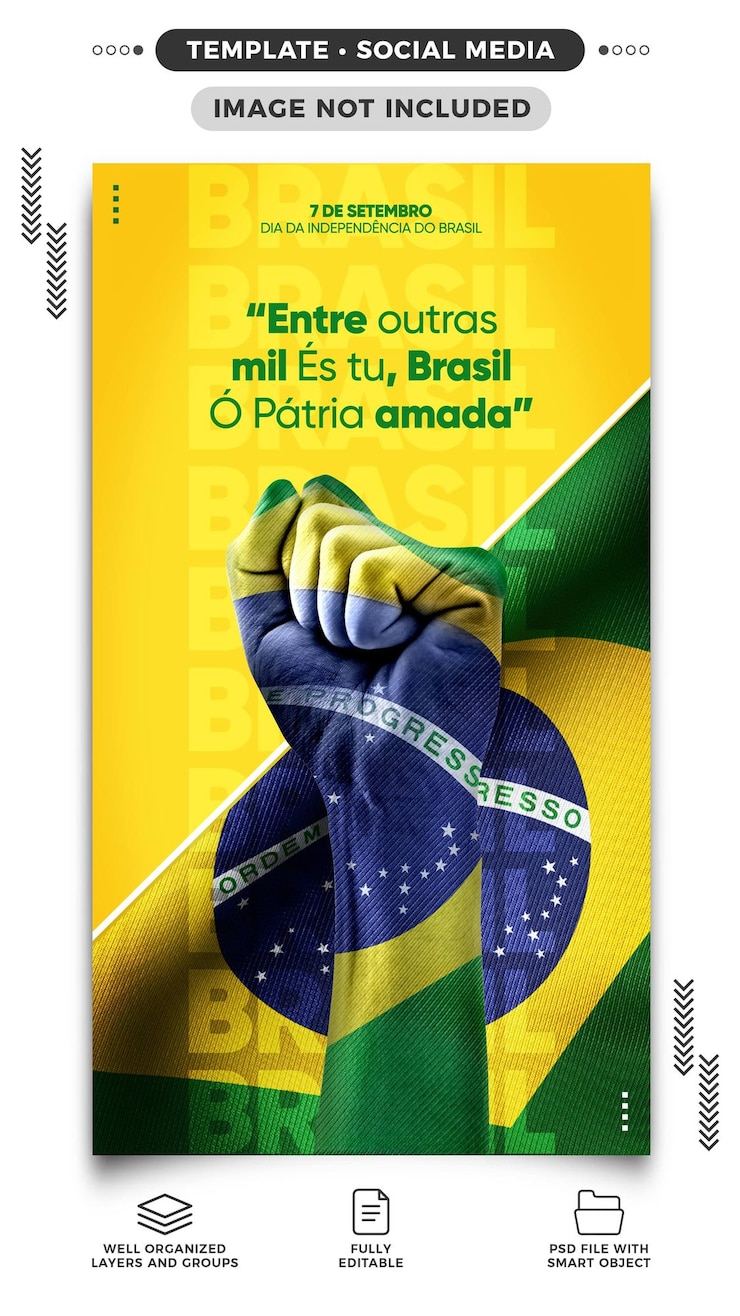 PSD Gratis templat cerita media sosial kemerdekaan brasil