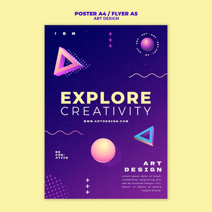 PSD Gratis templat cetak desain seni