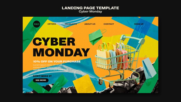 PSD Gratis templat cyber monday desain datar