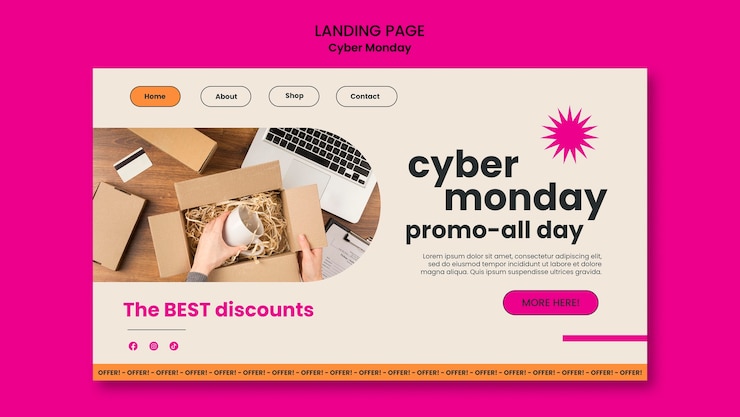 PSD Gratis templat cyber monday desain datar