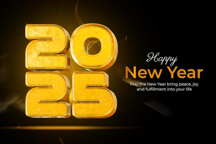 PSD Gratis templat desain banner 3d selamat tahun baru 2025