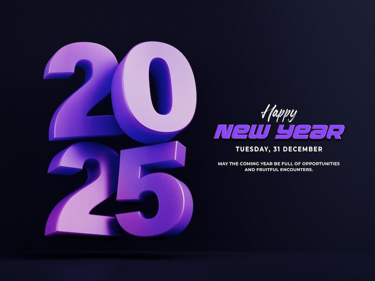 PSD Gratis templat desain banner 3d selamat tahun baru 2025