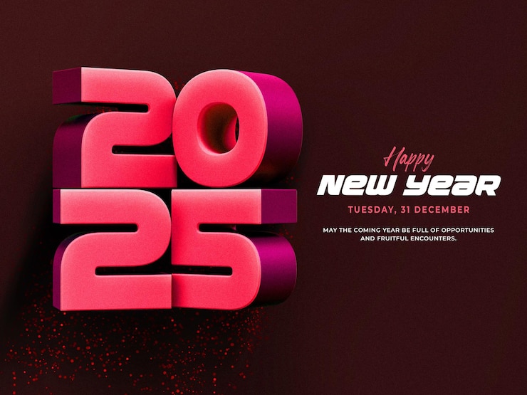 PSD Gratis templat desain banner 3d selamat tahun baru 2025