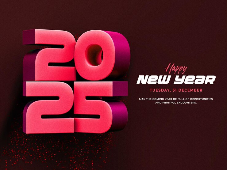 PSD Gratis templat desain banner 3d selamat tahun baru 2025