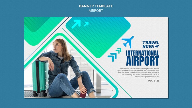 PSD Gratis templat desain banner bandara