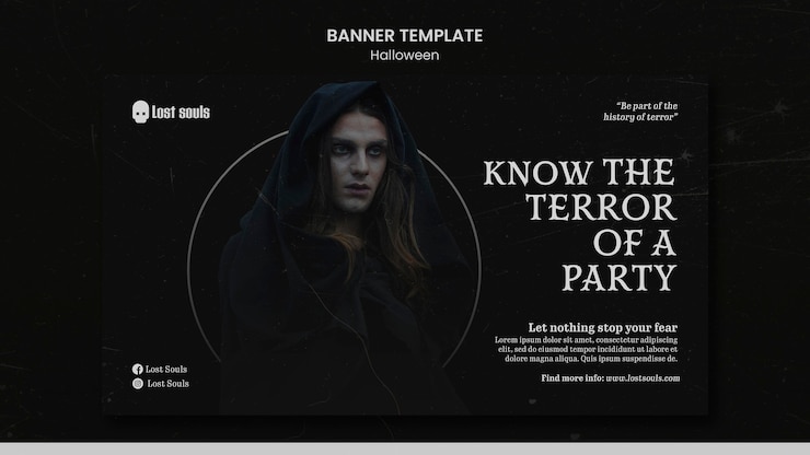 PSD Gratis templat desain banner halloween