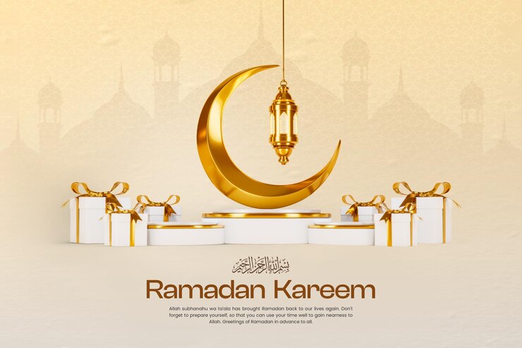 PSD Gratis templat desain banner media sosial 3d ramadan kareem