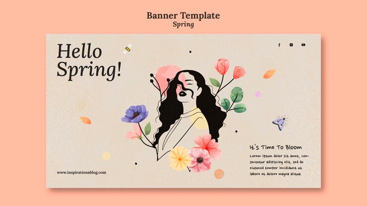 PSD Gratis templat desain banner musim semi
