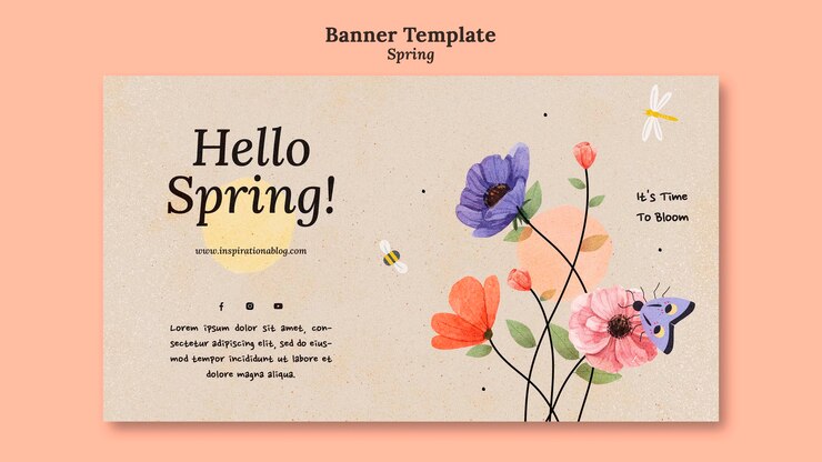 PSD Gratis templat desain banner musim semi