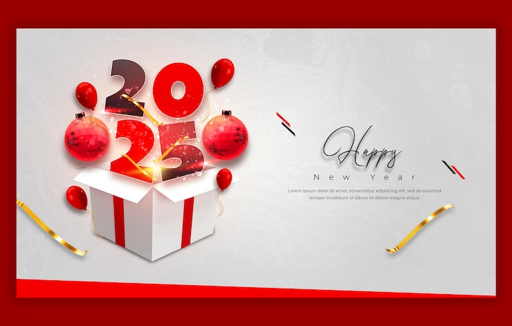 PSD Gratis templat desain banner web perayaan selamat tahun baru 2025