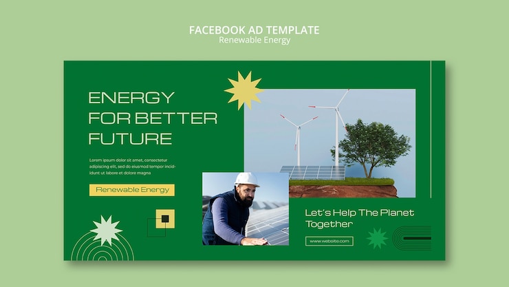 PSD Gratis templat desain datar energi terbarukan