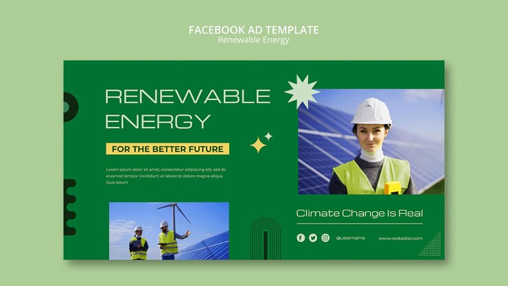 PSD Gratis templat desain datar energi terbarukan