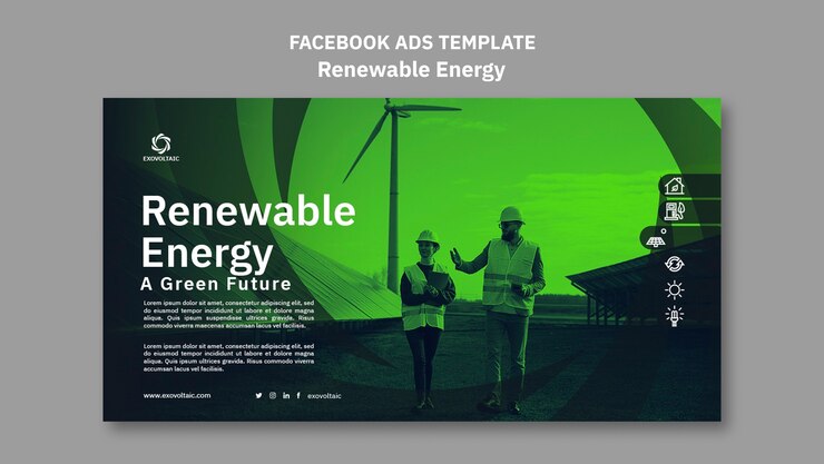 PSD Gratis templat desain datar energi terbarukan