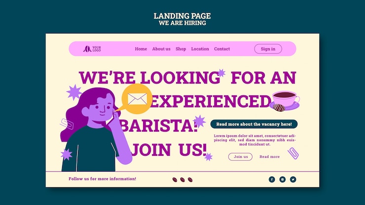 PSD Gratis templat desain datar kami sedang merekrut