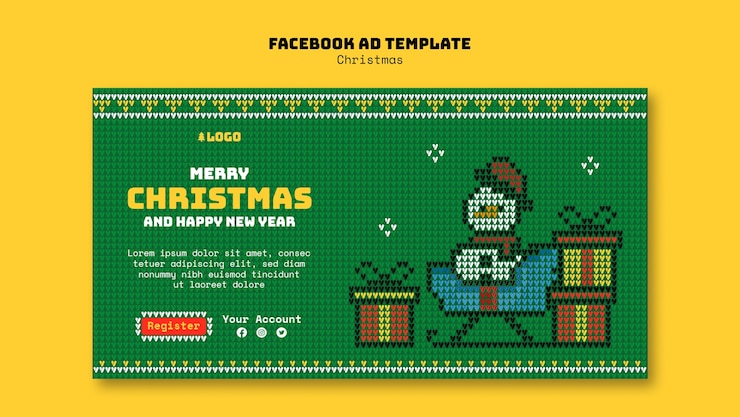 PSD Gratis templat desain datar natal