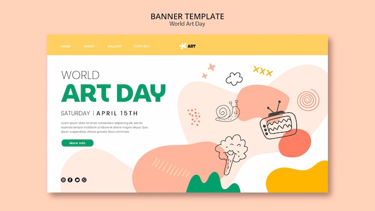 PSD Gratis templat desain hari seni dunia