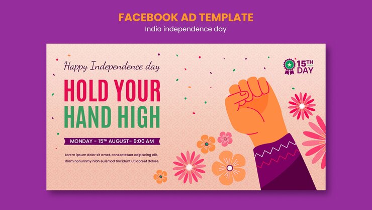 PSD Gratis templat desain iklan facebook hari kemerdekaan india