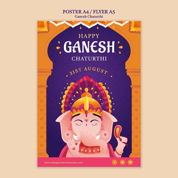 PSD Gratis templat desain poster ganesh chaturthi