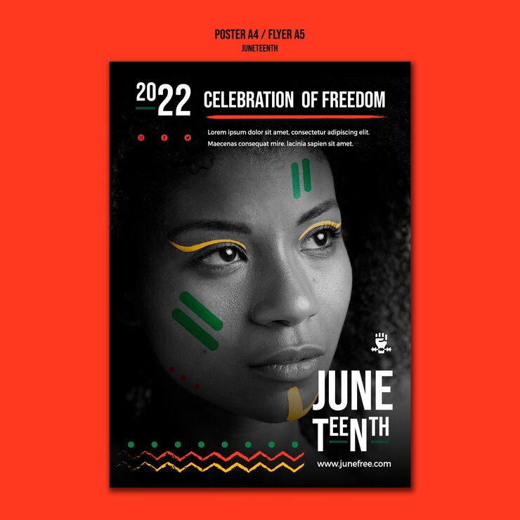PSD Gratis templat desain poster juneteenth
