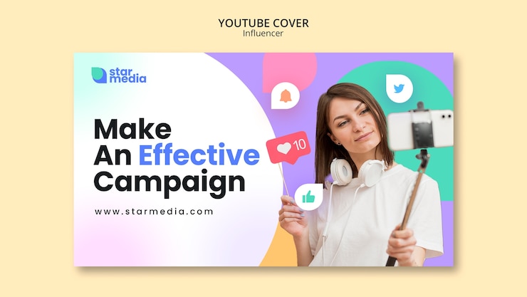 PSD Gratis templat desain thumbnail youtube influencer