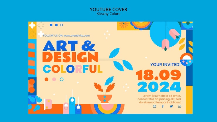 PSD Gratis templat desain warna-warna kitsch