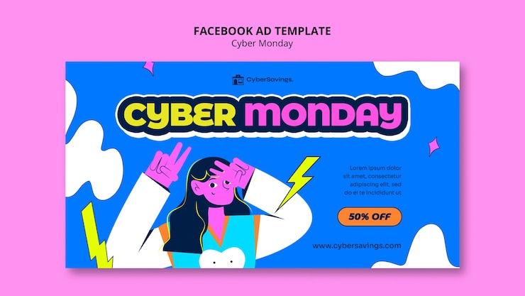 PSD Gratis templat facebook cyber monday