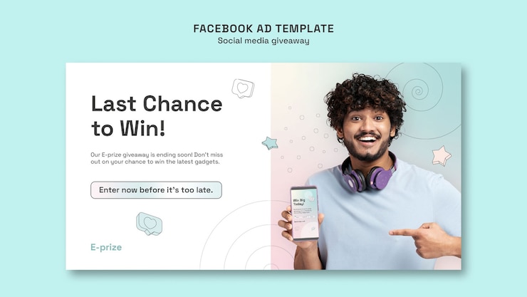 PSD Gratis templat facebook hadiah media sosial gradien