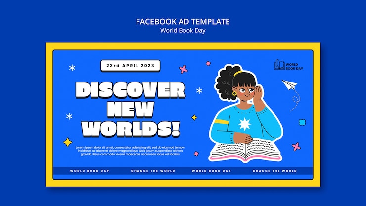 PSD Gratis templat facebook hari buku sedunia